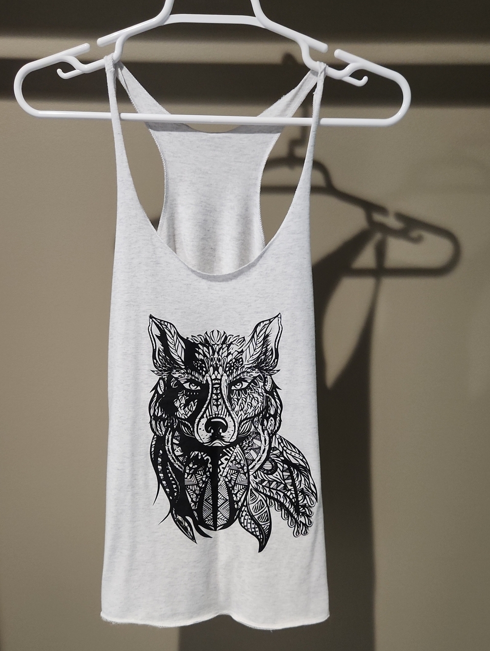 Women's Light Gray Graphic Racerback Tank Top - Small